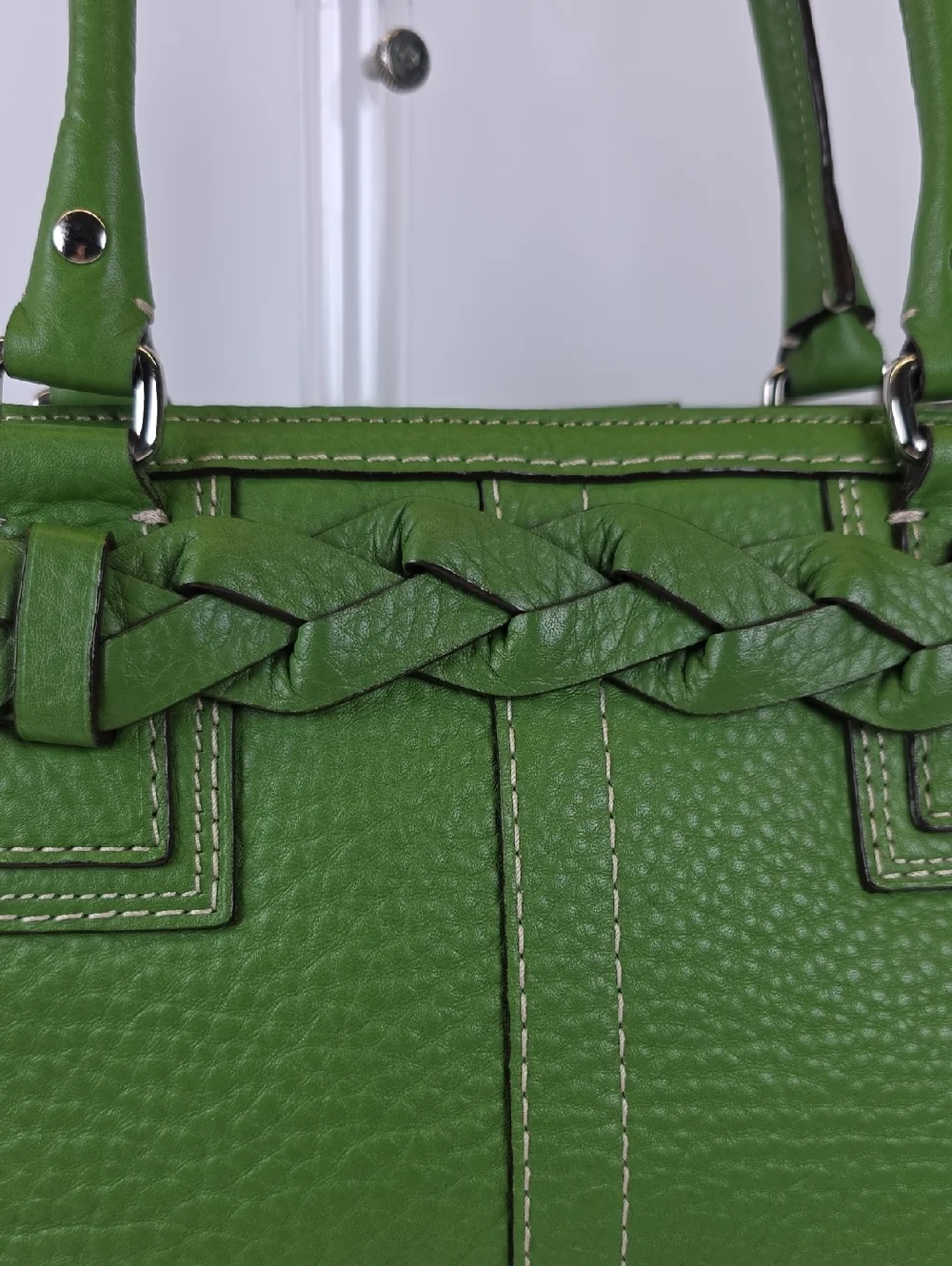 Coach Hampton Green Pebbled Leather Tote Shoulder Satchel Bag